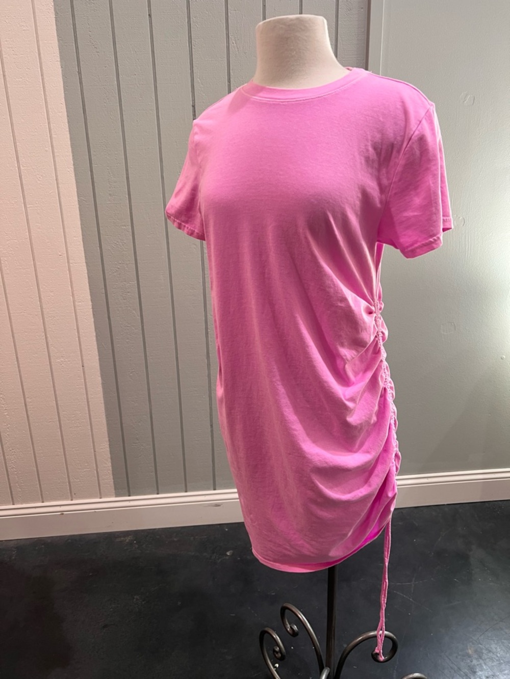 Universal Thread Pink Ruched-Side Crewneck Tee Dress